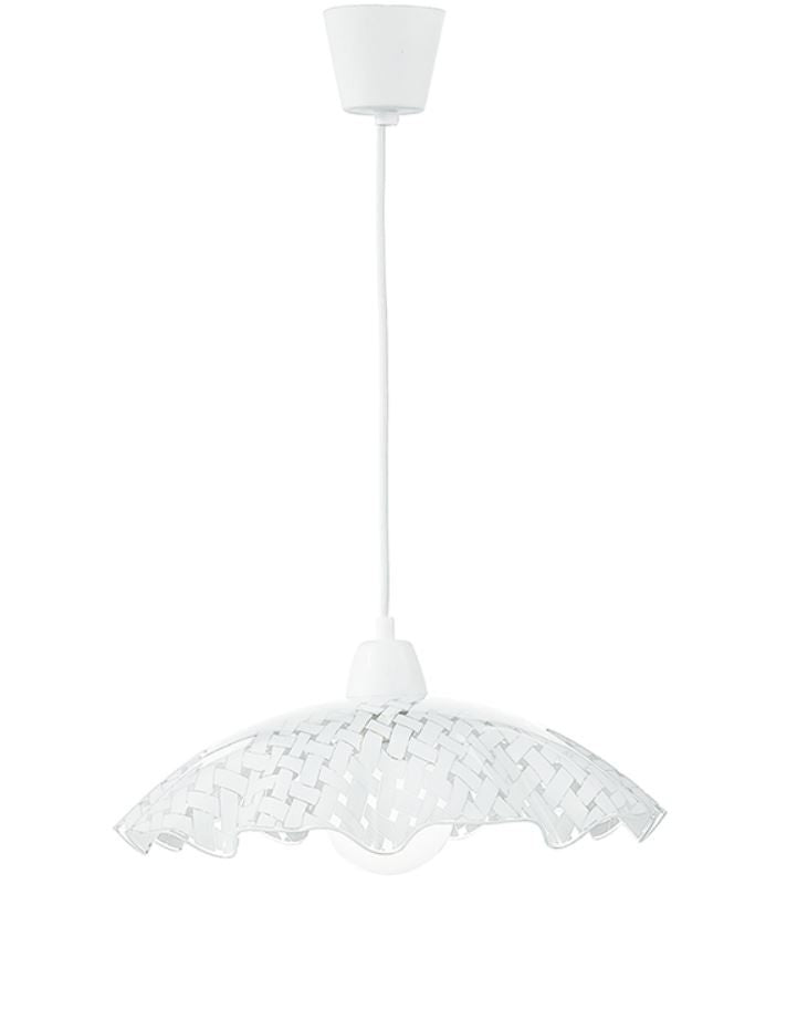 Sospensione cucina vetro bianco stile cesto intrecciato D.42cm 1XE27 non incl. CASHMERE Sospensione cucina vetro bianco stile cesto intrecciato D.42cm 1XE27 non incl. CASHMERE